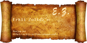 Erkli Zoltán névjegykártya